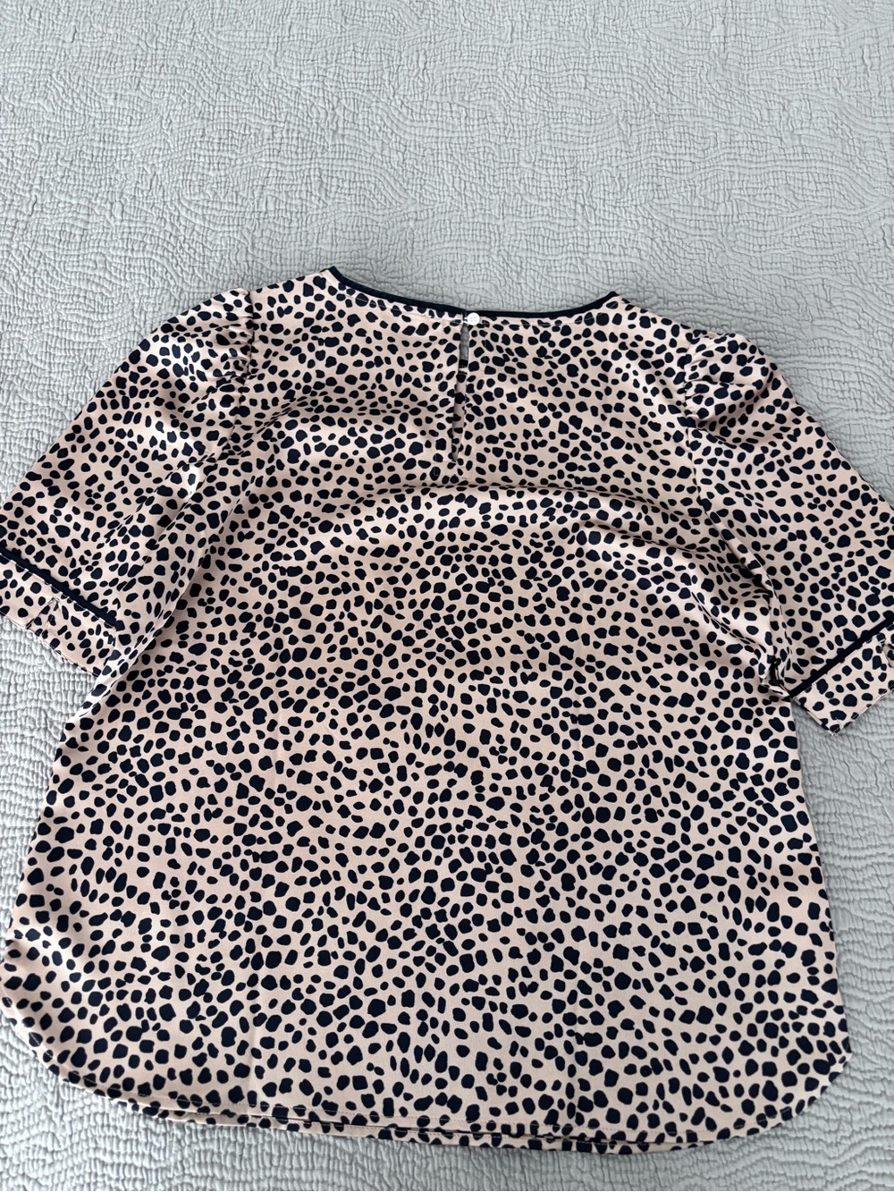 LOFT Animal Print Satin Blouse | Puff Sleeve | Size Medium